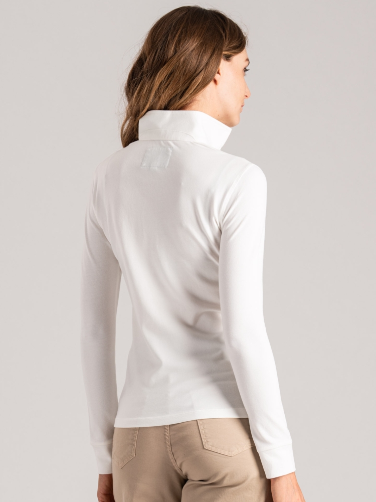 Polo de piqué de algodón para mujer con bolsillos de parche
