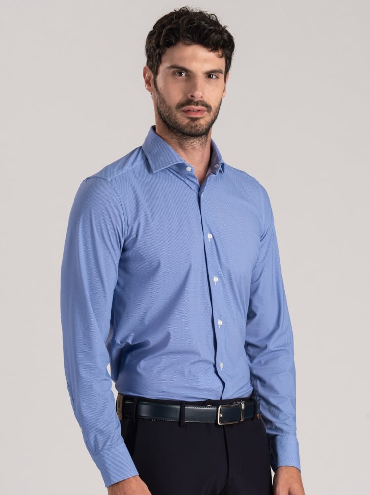Camicia uomo TECNO micro disegno con collo semifrancese