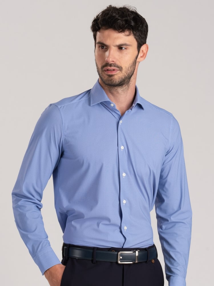 Camicia uomo TECNO micro disegno con collo semifrancese Invidia 1973