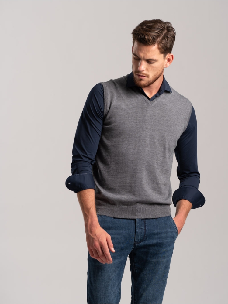 Chaleco de lana merino sin mangas para hombre | Invidia desde 1973