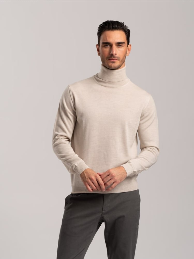 Jersey de cuello alto de lana merina para hombre | Invidia desde 1973