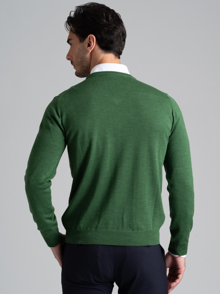 Jersey de cuello en V de lana merina para hombre | Invidia desde 1973