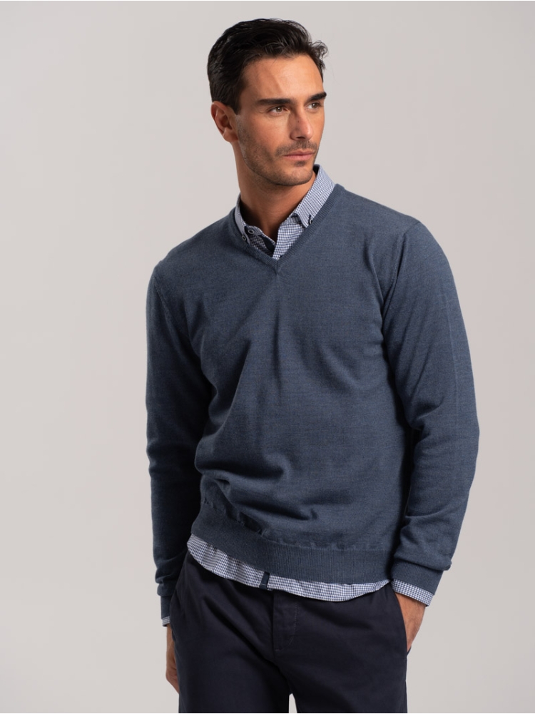 Maglia uomo lana merinos scollo a V | Invidia dal 1973