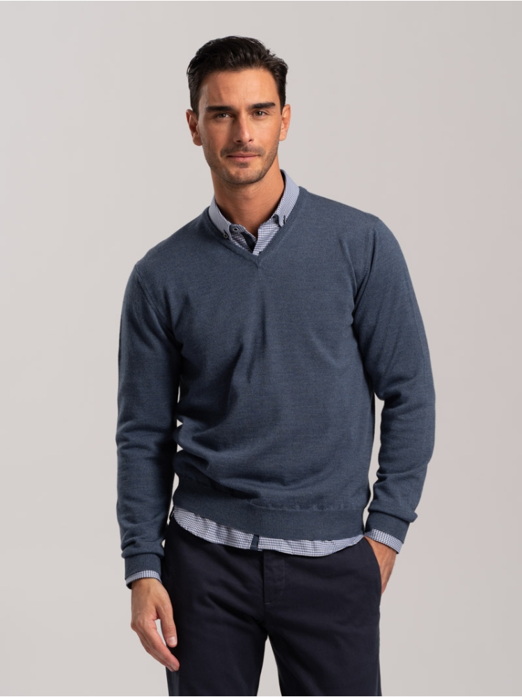 Maglia uomo lana merinos scollo a V | Invidia dal 1973