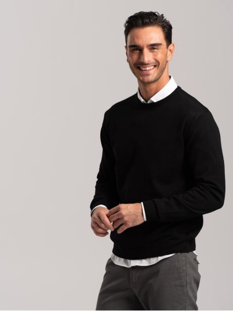 Jersey de cuello redondo de lana merina para hombre 2