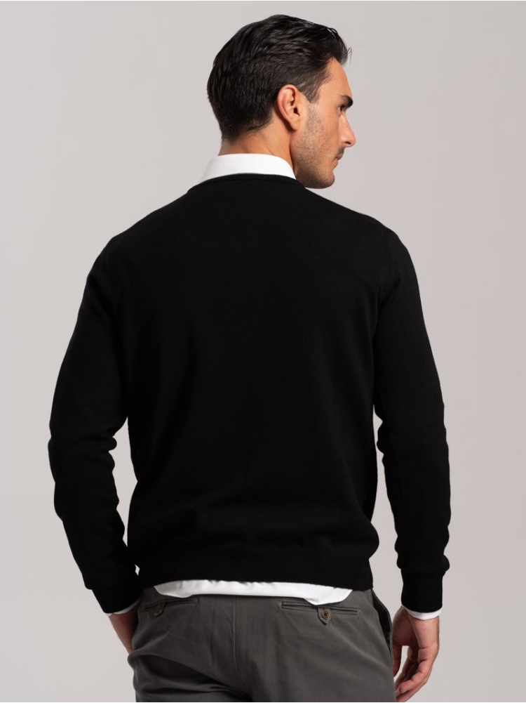 Jersey de cuello redondo de lana merina para hombre