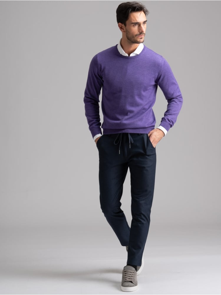 Jersey de cuello redondo de lana merino para hombre | Invidia desde 1973