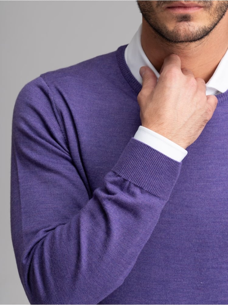 Jersey de cuello redondo de lana merino para hombre | Invidia desde 1973