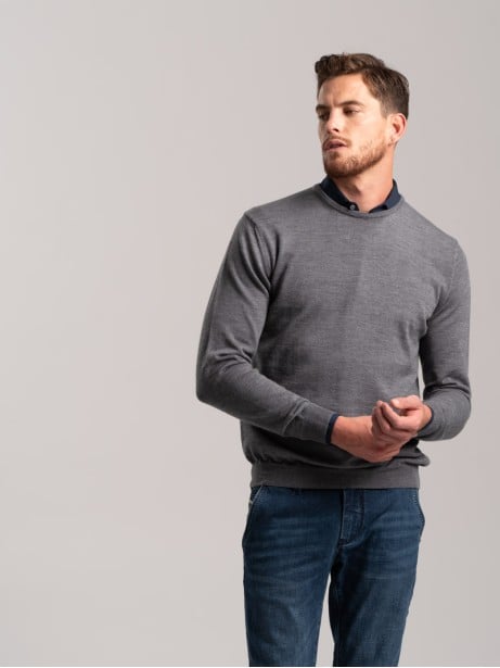 Jersey de cuello redondo de lana merino para hombre | Invidia desde 1973
