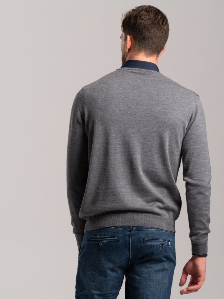 Jersey de cuello redondo de lana merino para hombre | Invidia desde 1973