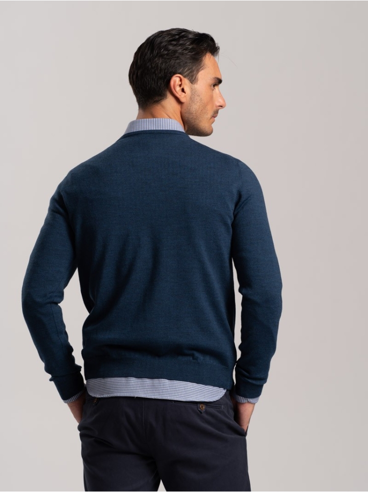 Jersey de cuello redondo de lana merino para hombre | Invidia desde 1973