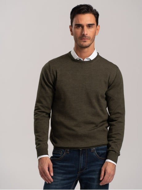 Jersey de cuello redondo de lana merino para hombre | Invidia desde 1973