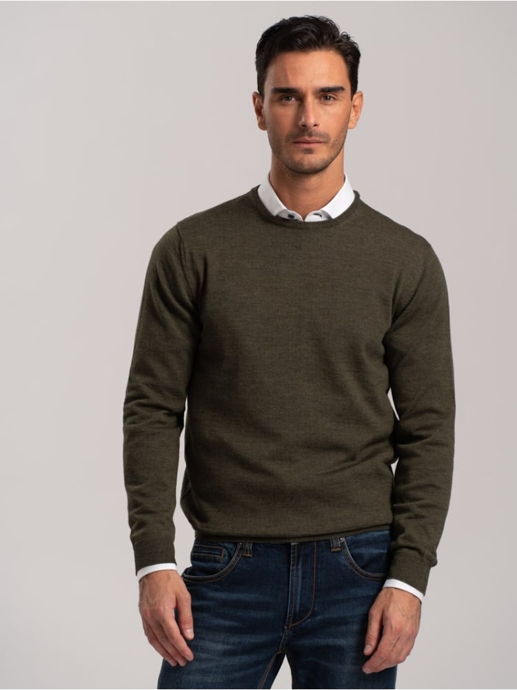 Jersey de cuello redondo de lana merino para hombre | Invidia desde 1973
