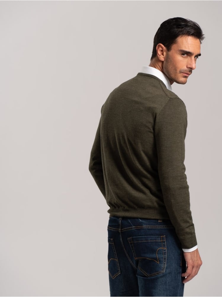 Jersey de cuello redondo de lana merino para hombre | Invidia desde 1973