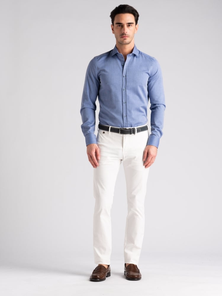 Camicia uomo in cotone operato tricolore semi francese