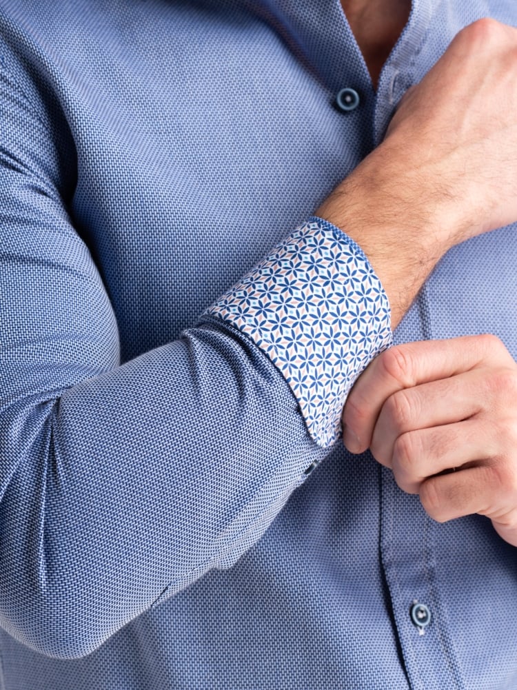 Camicia uomo in cotone operato tricolore semi francese