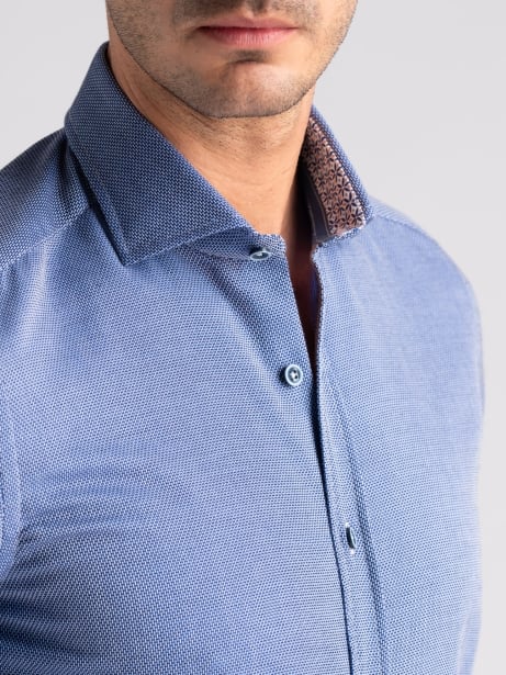 Camicia uomo in cotone operato tricolore semi francese 2