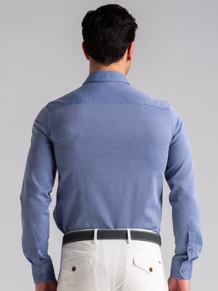 Camicia uomo in cotone operato tricolore semi francese