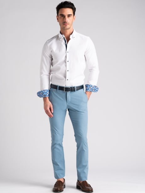 Camicia uomo in cotone operato bianco button down 2