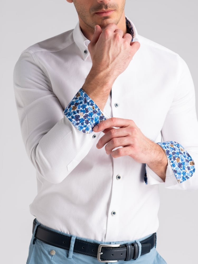 Camicia uomo in cotone operato bianco button down