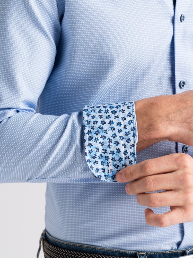 Camicia uomo in cotone armaturato azzurro button down