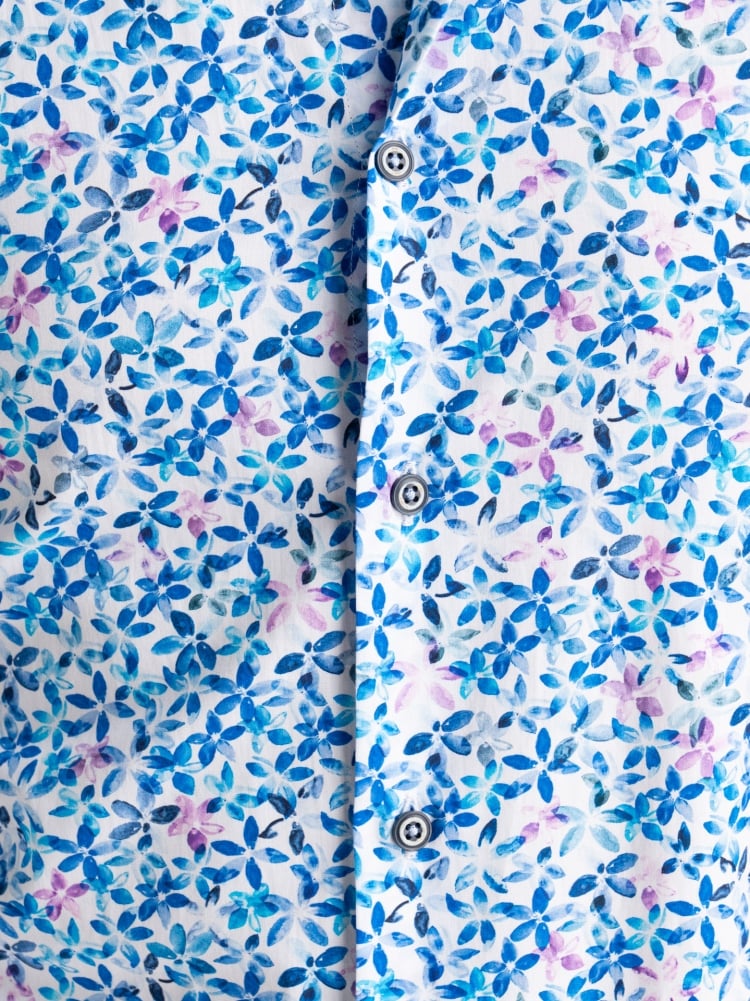 Camicia uomo floreale in popeline con collo semi francese