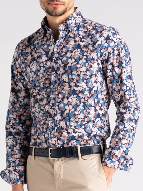Camicia uomo fantasia fiore acquerello button down