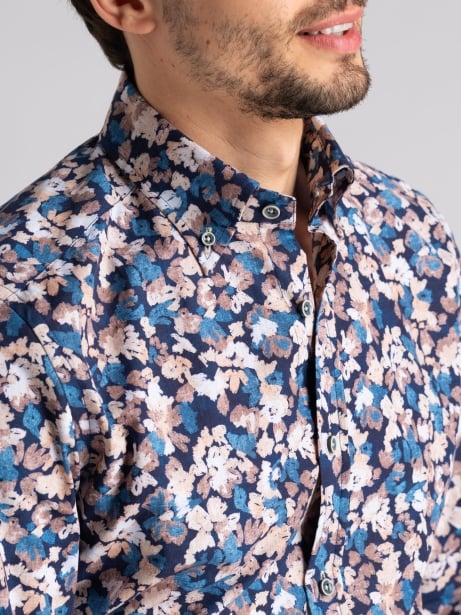 Camicia uomo fantasia fiore acquerello button down 2