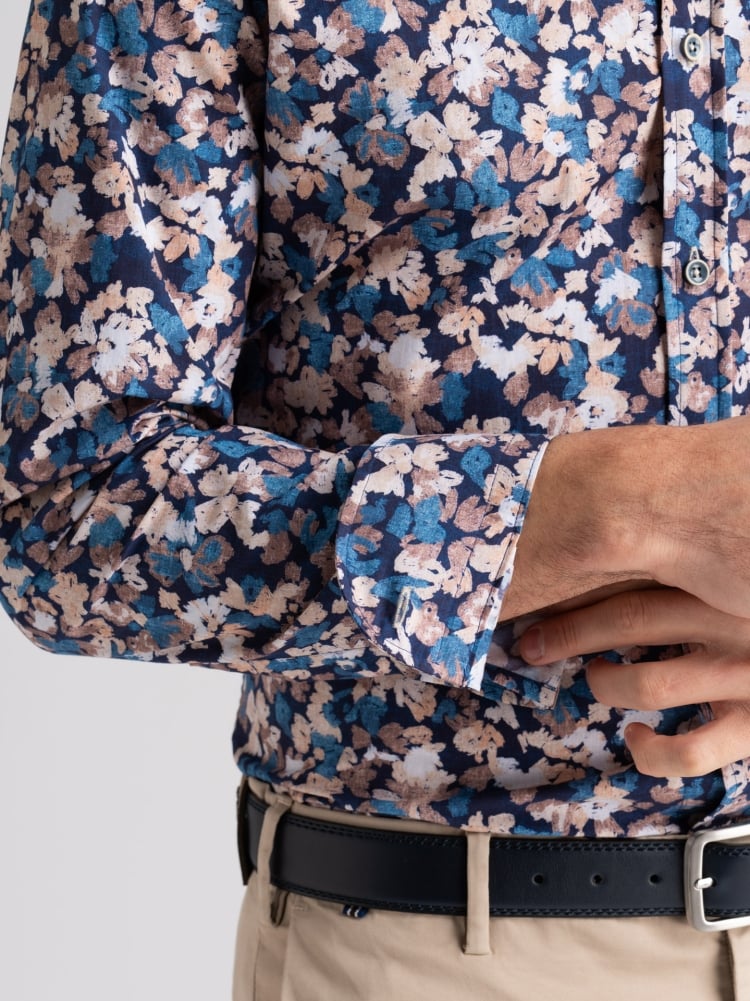 Camicia uomo fantasia fiore acquerello button down
