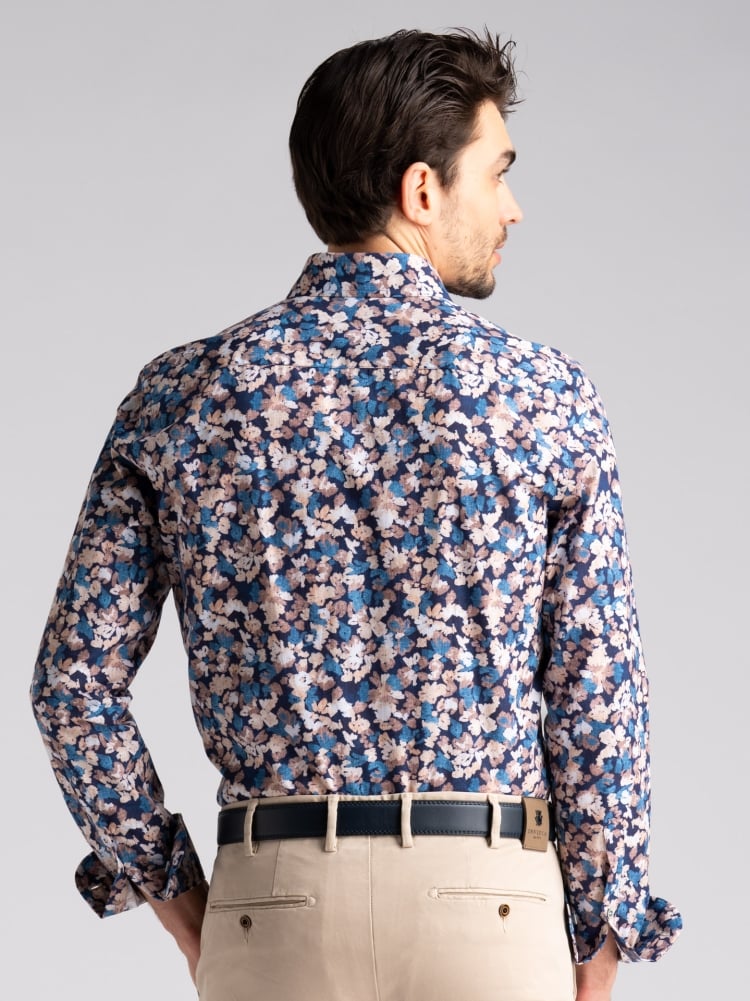 Camicia uomo fantasia fiore acquerello button down