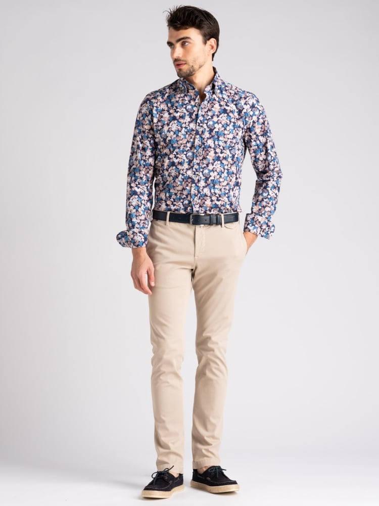 Camicia uomo fantasia fiore acquerello button down
