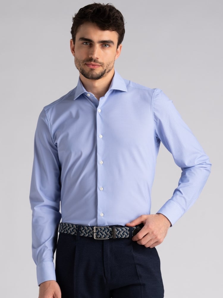 Camicia uomo TECNO azzurra giro inglese