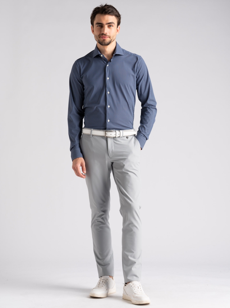 Camicia uomo TECNO blu fantasia geometrica