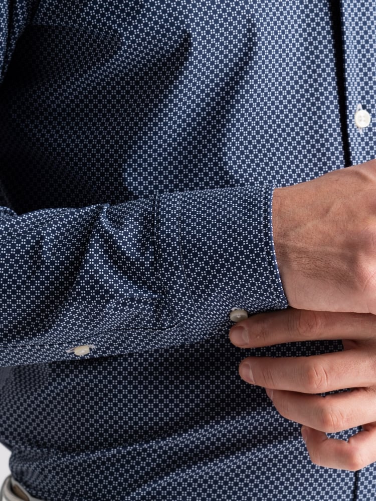 Camicia uomo TECNO blu fantasia geometrica