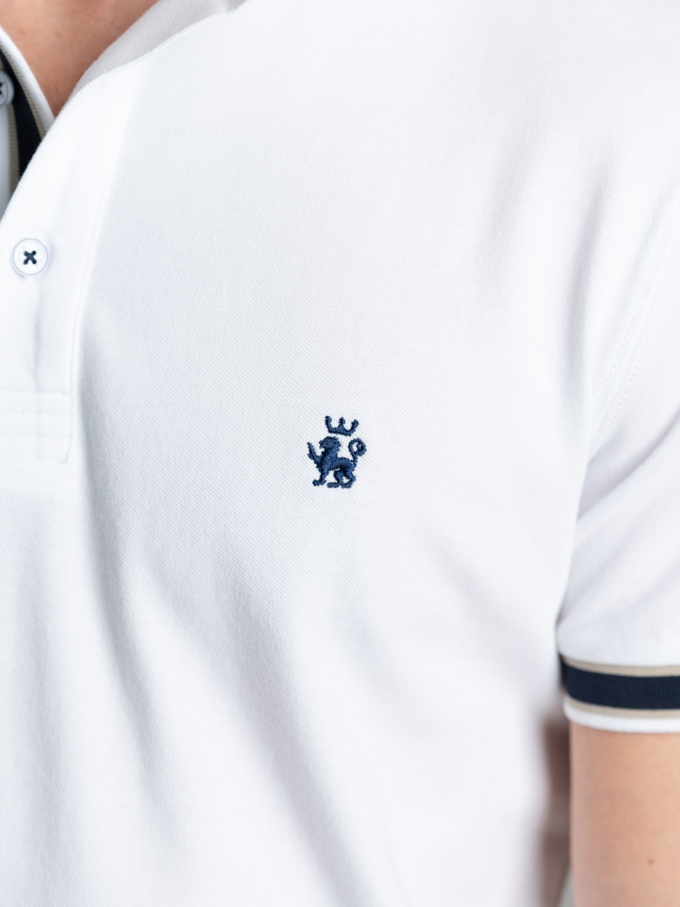 Polo de piqué de algodón elástico de media manga para hombre
