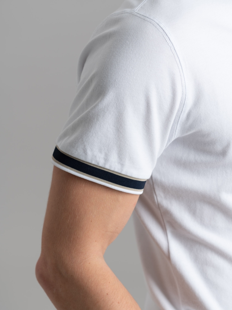 Polo de piqué de algodón elástico de media manga para hombre