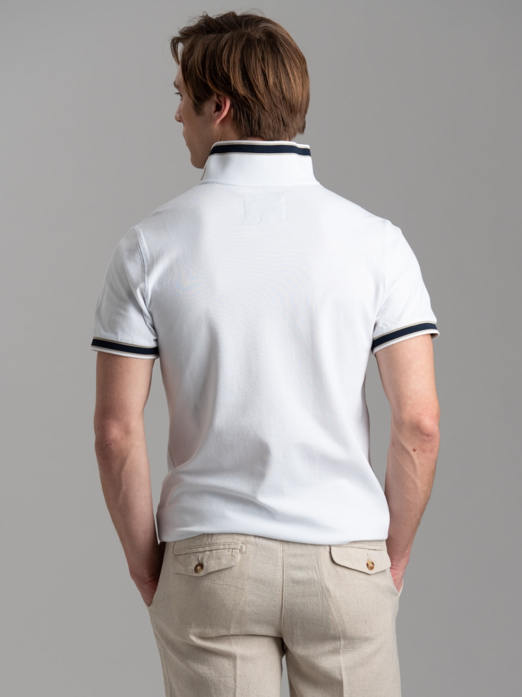 Polo de piqué de algodón elástico de media manga para hombre