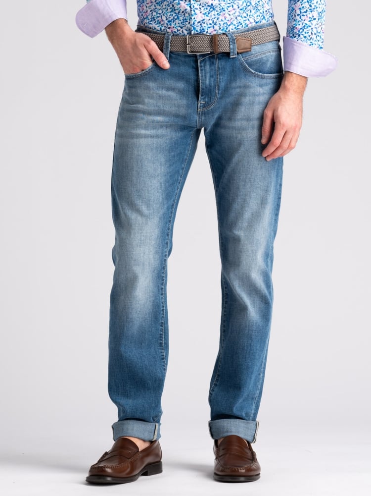 Jeans uomo cinque tasche lavaggio chiaro