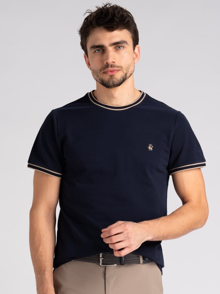 T-shirt uomo in cotone stretch con rib rigati