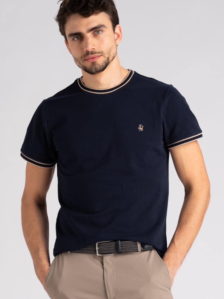 T-shirt uomo in cotone stretch con rib rigati