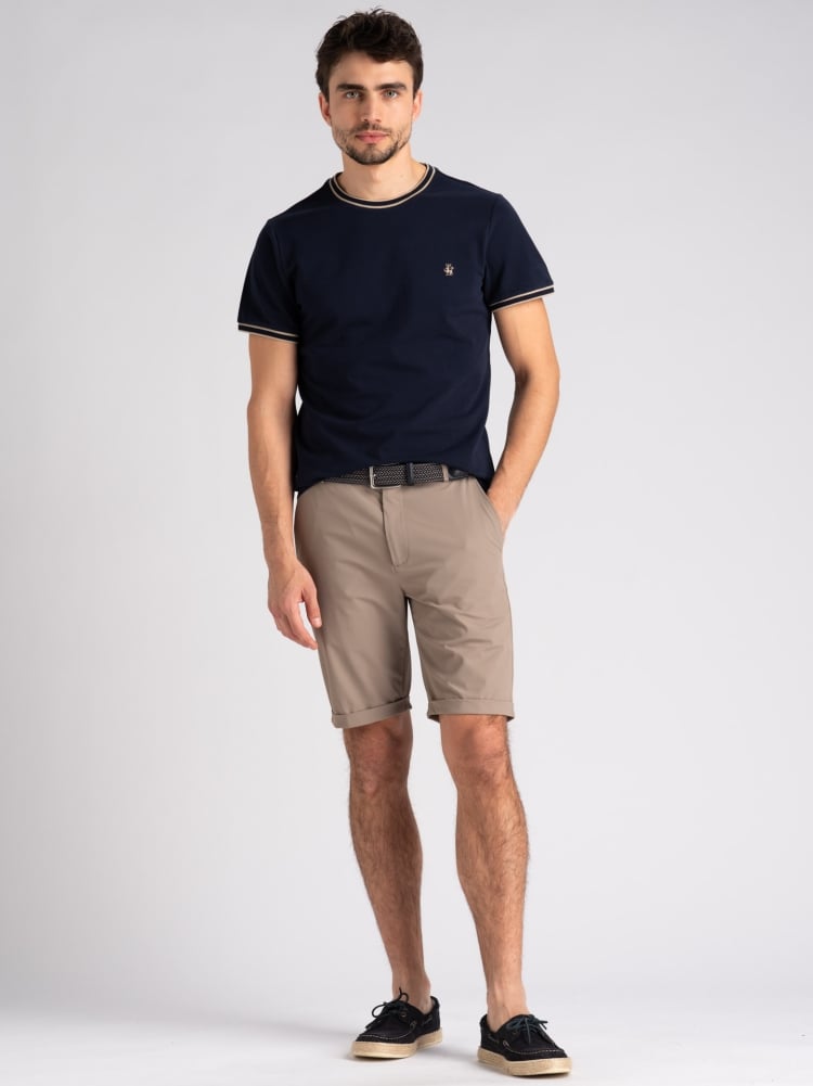 T-shirt uomo in cotone stretch con rib rigati