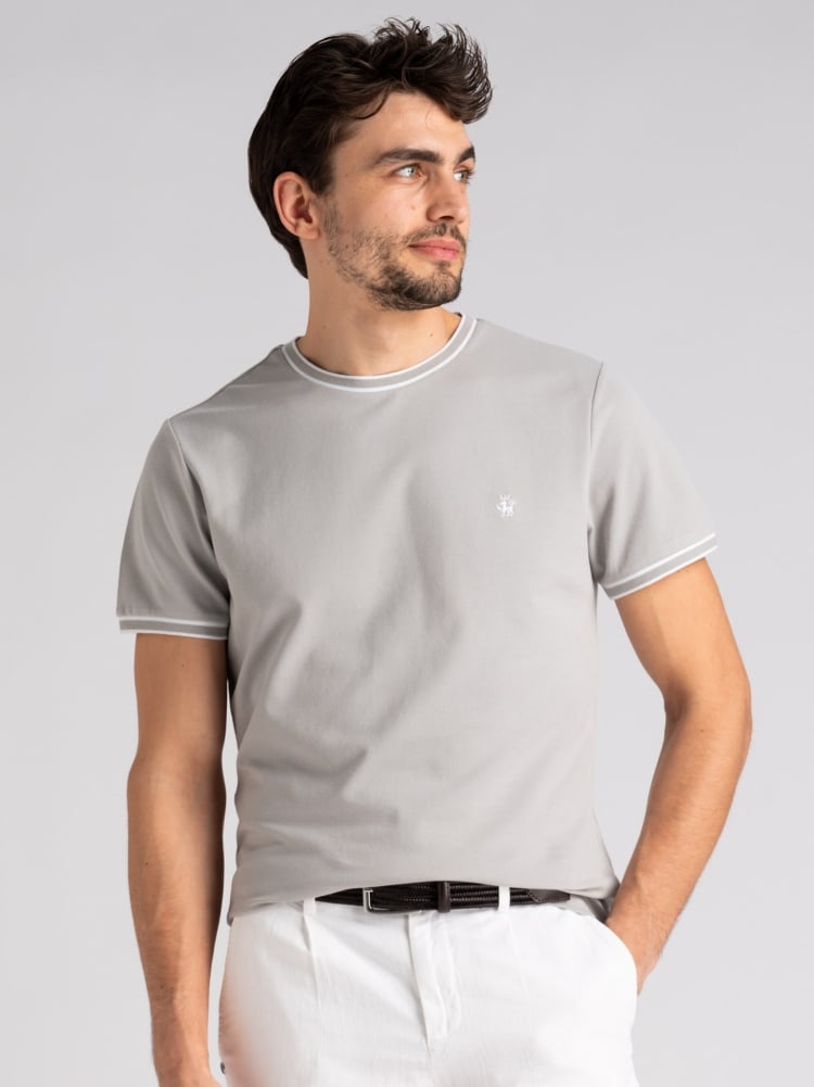 T-shirt uomo in cotone stretch con rib rigati Invidia 1973