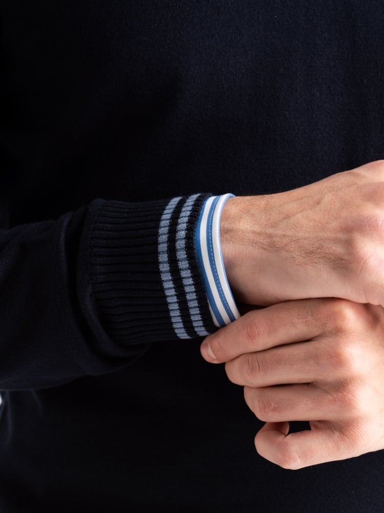 Maglia uomo in cotone scollo a V con contrasti