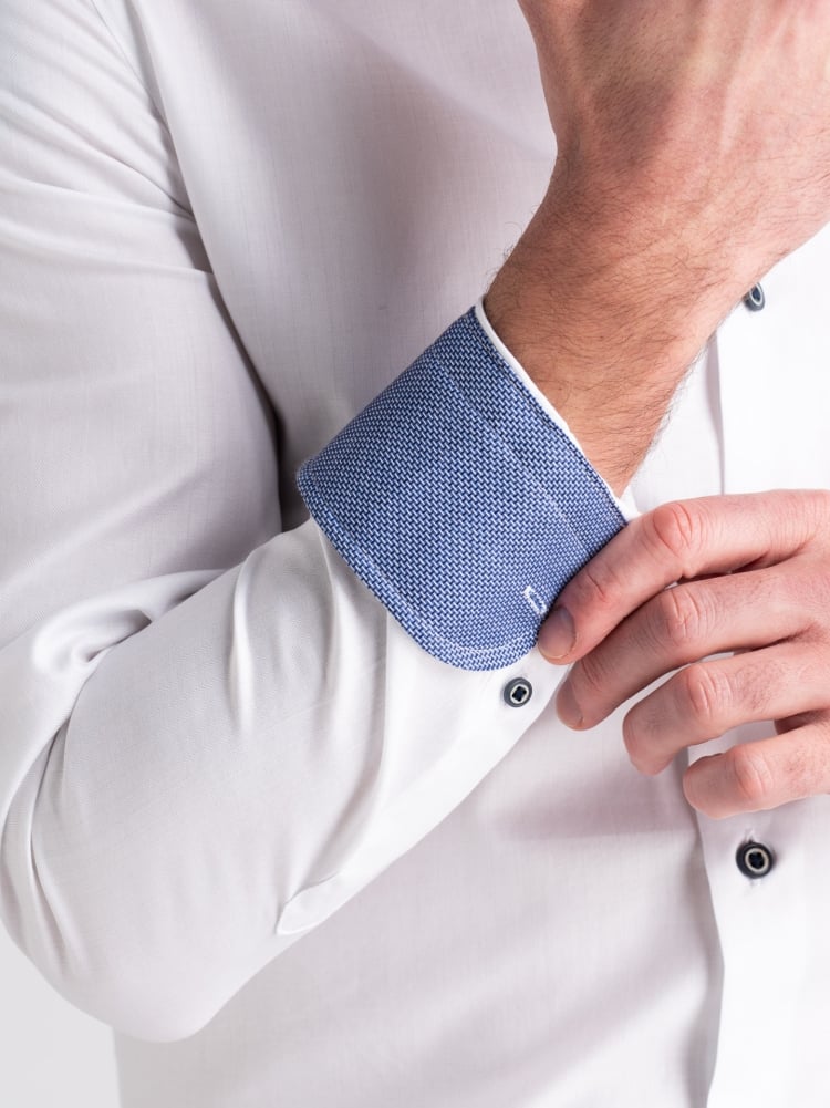 Camicia uomo spigata bianca collo semi francese