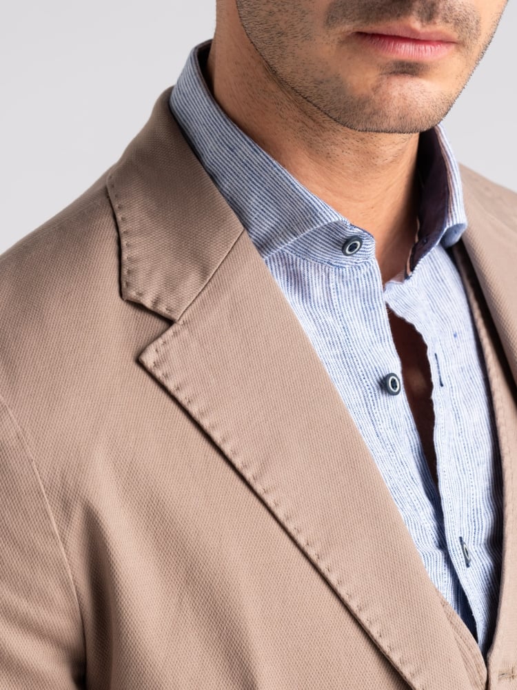 Giacca uomo in cotone armaturato tinto capo sabbia stone washed