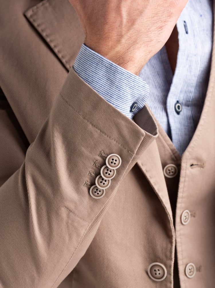 Giacca uomo in cotone armaturato tinto capo sabbia stone washed