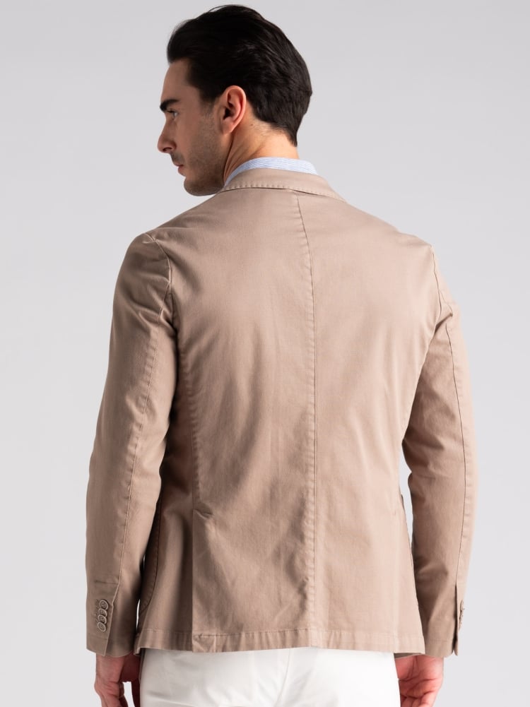 Giacca uomo in cotone armaturato tinto capo sabbia stone washed