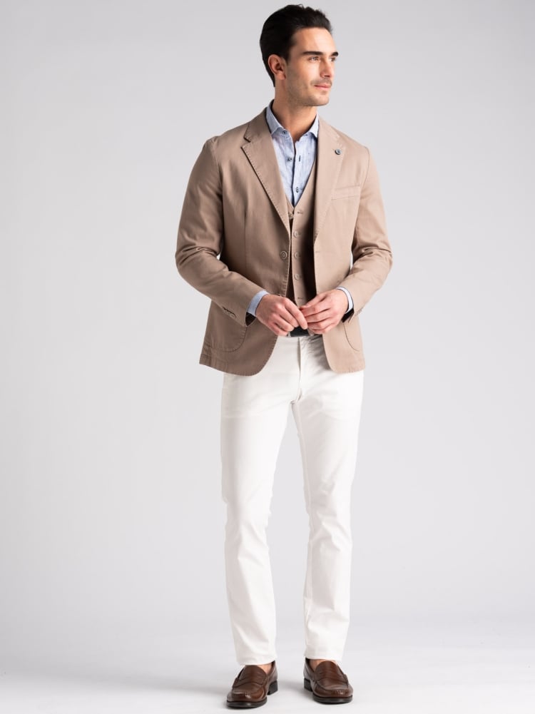 Giacca uomo in cotone armaturato tinto capo sabbia stone washed