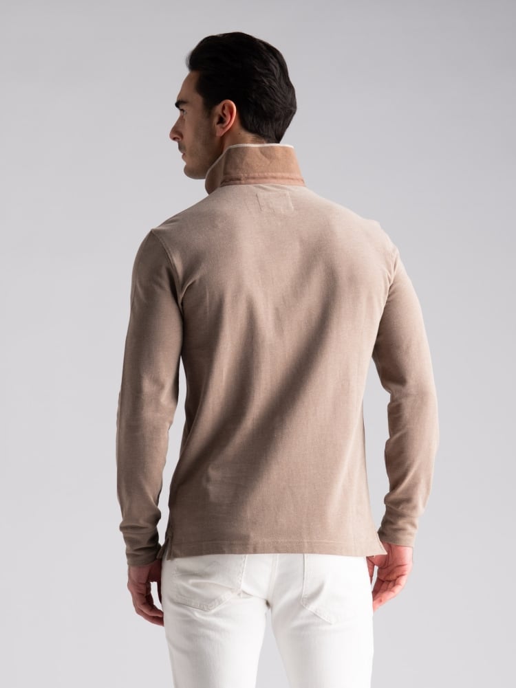 Polo uomo manica lunga in piquet tinto filo Invidia 1973