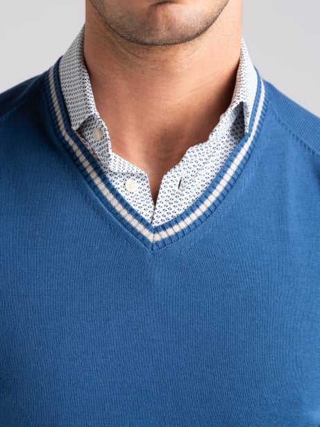 Maglia uomo in cotone scollo a V con contrasti Invidia 1973 2